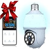 AUREON Light Bulb Security Camera Outdoor/Flood Light, 2K Camera Surveillance Exterieur 5G & 2.4G WiFi – 360° Security Camera