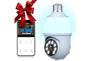 AUREON Light Bulb Security Camera Outdoor/Flood Light, 2K Camera Surveillance Exterieur 5G & 2.4G WiFi – 360° Security Camera