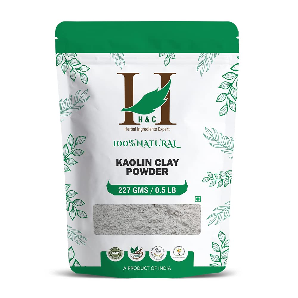 H&C Kaolin Clay Powder - 227 Grams | for Acne, Blackheads Skin Face Mask