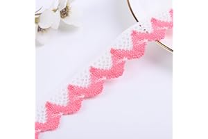 DYSHIPEN Cotton Lace Ribbon for Crafts-Sewing Lace Trims-Crochet Lace Ribbon for DIY Sewing Wedding Bridal Dress,Costume,Ewing 0.87'' Wide 20 Yards (Dark Pink)
