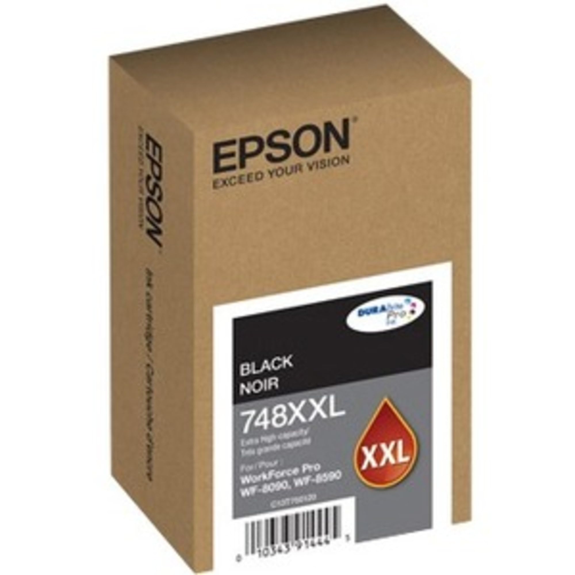 Photo 1 of EPSON 748 DURABrite Pro Ink High Capacity Black Cartridge (T748XXL120) Works with WorkForce WF-6590, WF-8590, WF-6090, WF-8090