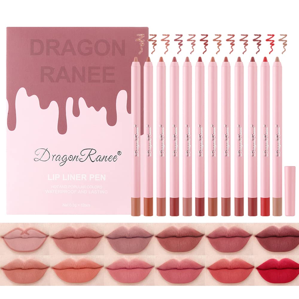 Sitovely High Pigmented Creamy Lip Liner Set, 12 Colors Matte Velvet Lip Liner Pencil, Smooth Non-marking Lipstick Pen Longwear Moisturising Lip Makeup