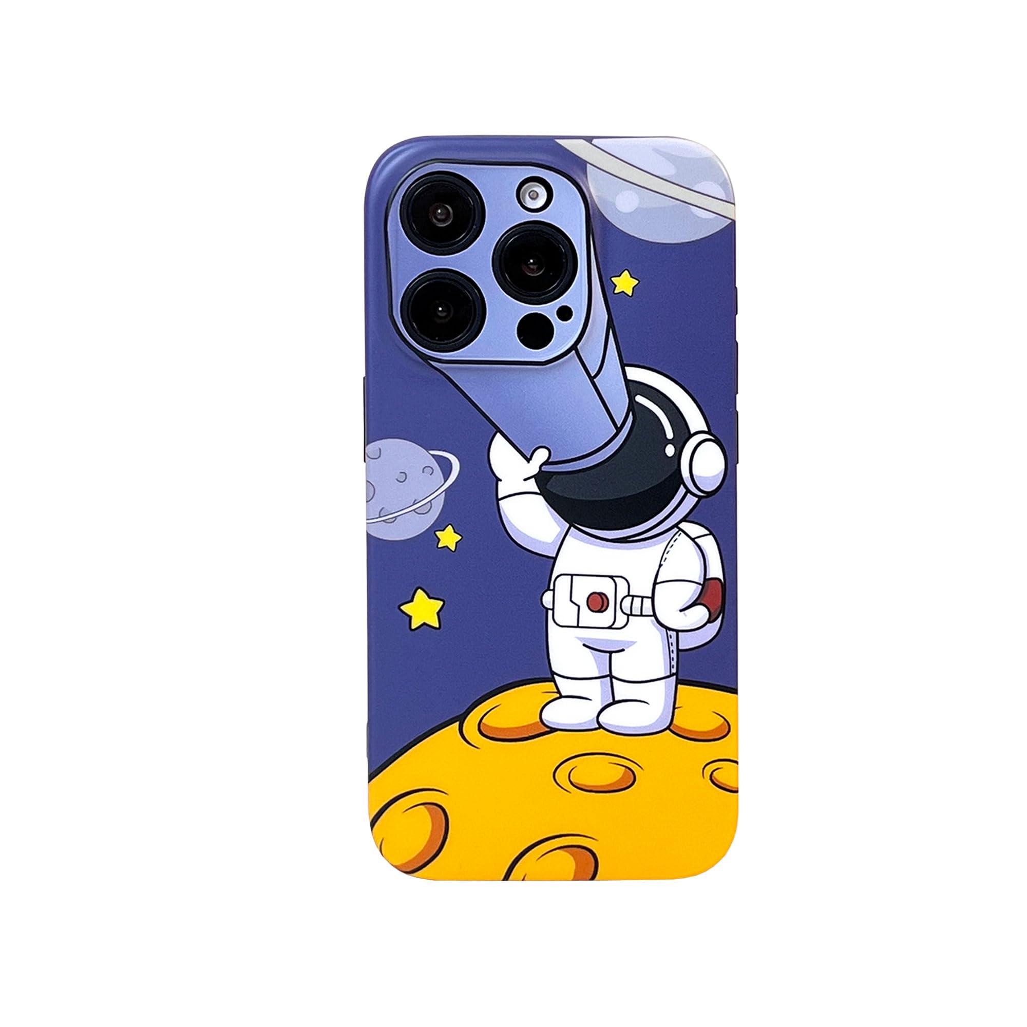 Imcooerkez Case for iPhone 15 Pro for Kids Teen Boys Girls, Slim Fit Matte Design Astronaut Space Telescope Pattern Cool Fun iPhone 15Pro Soft Phone Cover (Astronaut-4, iPhone 15 Pro)