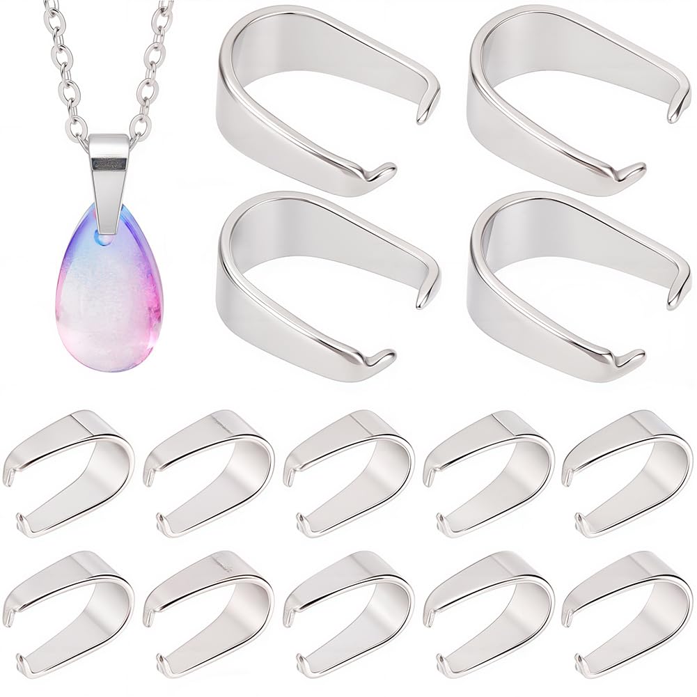 CREATCABIN 360Pcs Stainless Steel Snap On Bails Hook Pendants Clasps Silver Pinch Clips Bail Pendant Chain Connectors Buckle Bulk for Neckalce Choker Jewelry DIY Craft Making Findings 0.27x0.25in