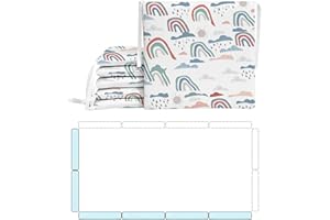 YUZEFI 6Pcs Anti-Collision Mesh Liner for Bed, 11.8” X 9.85” Upholstered Cushioned Pads Soft Padding for Sides Padded Covers (Rain-Rainbow, 6pc-Only 2 Sides for Cribs)