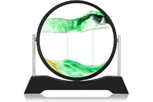Liangding Moving Sand Art Liquid Motion,3D Flow Sand Painting Quicksand Decor,Stress Relief Moving Sand Art Picture with Round Glass for Office Home Decoration