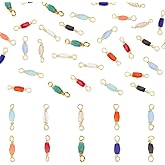 SUPERFINDINGS 48Pcs 12 Colors Crystal Faceted Beads Connector Charms Electroplated Link Rhinestone Charm with Golden Brass Findings Colorful Dangle Charms for DIY Necklace Bracelet Jewelry Making