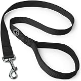 igadgitz Home Padded Dog Lead Leash 100cm Black with Reflective Paw Logo