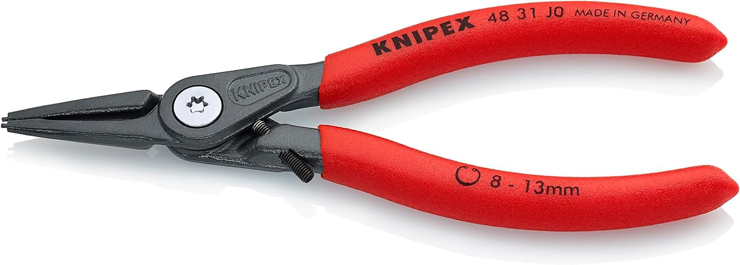 KNIPEX Precision Circlip Pliers for Internal Circlips in Bore Holes with Overexpansion Guard with Non-Slip Plastic, 48 31 J0