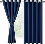 DWCN Blackout Curtains 66x72 Set of 2 Dark Blue Thermal Insulated Grommets view 1