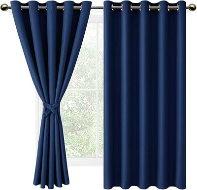 DWCN Blackout Curtains 66x72 Set of 2 Dark Blue Thermal Insulated Grommets