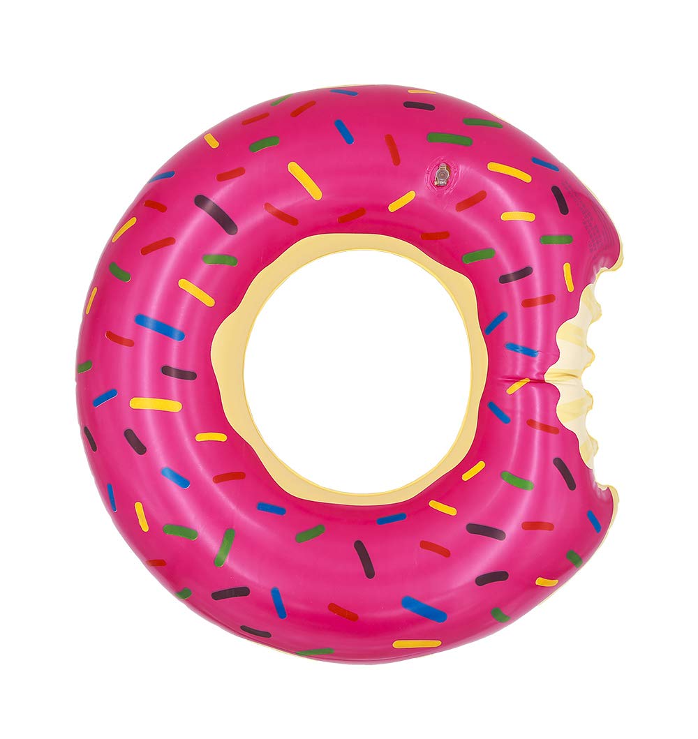 Topfunyy Strawberry Donut Pool Floats Summer Themed Inflatable Swimming Rings Tubes for Adults(90cm/35.5inch)