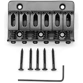 harpfeas 65MM Metal Fixed Hardtail Saddle Bridge Top Load Guitar Tailpiece For 6 string electric guitar or strat guitar (Black)