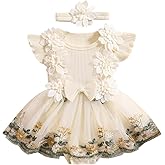 Infant Baby Girl Summer Clothes Romper Dress Embroidery Mesh Tulle Skirt Hem Ribbed Bodysuit Cute Newborn Outfits