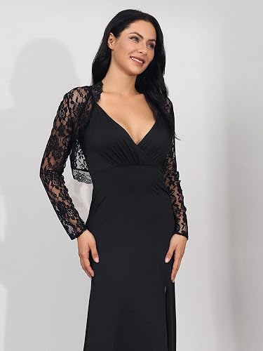 black bolero jacket for evening dress Belle Poque Women Long Sleeve Shrug Open Front Satin Ruffled Shrugs Dresses Formal S at Amazon Women's Clothing store Elevate your occasionwear with this two Dress Short Black Bolero Jacket