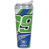 Rico Industries NASCAR Racing Daniel Suarez 24oz Acrylic Tumbler with Hinged Lid, Officially Licensed Double Wall Tumbler with Straw