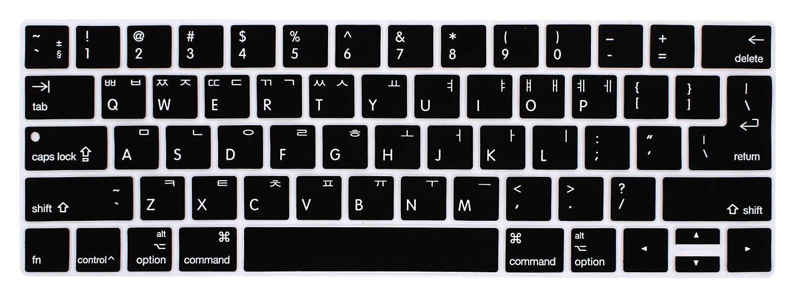 MMDW Korean Language Silicone Keyboard Cover for MacBook Pro 13 15 inch 2019 2018 2017 2016 with Touch Bar&Touch ID Model:A2159 A1989 A1706/A1990 A1707,USA and European Version