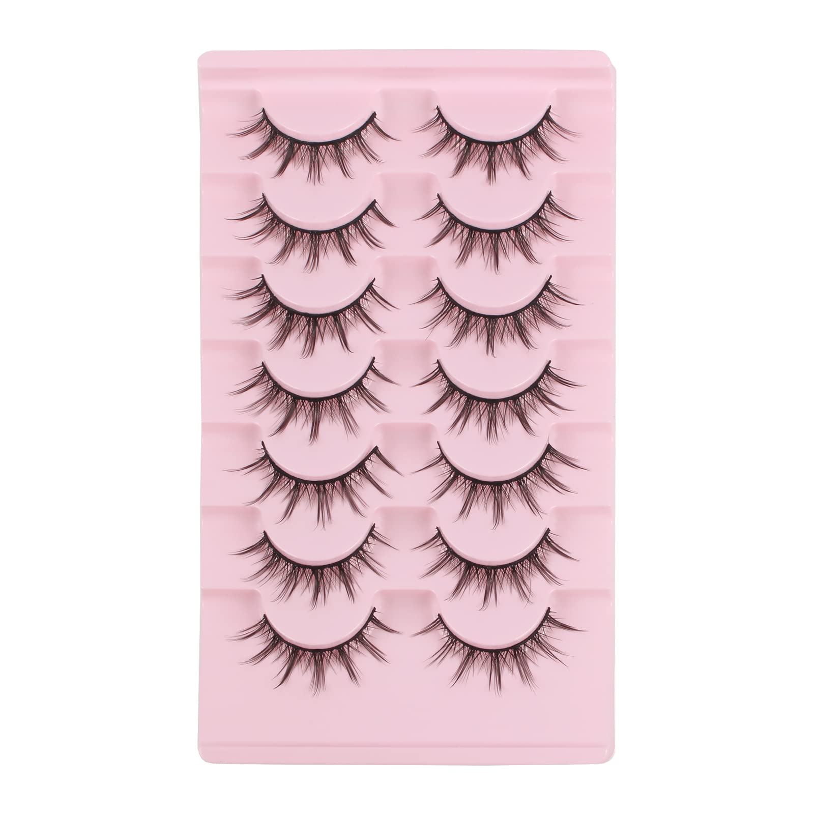 Oreola Manga Lashes - Natural Look Wispy Spiky Lashes, 7 Pairs Asian 3D False Eyelashes