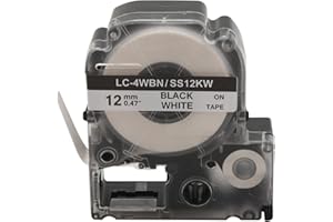 Vernijtrdy 5 Pack Replace -4WBN LC-4WBN9(SS12KW) Label Tapes for LabelWorks LW300 LW400 LW500 LW700 Black On White 1/2 Inch X