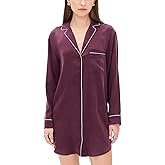 Lunya Women's Washable Silk Piped Sleep Shirt Dress
