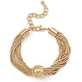 Clataly Chunky Sphere Pendant Necklace Exaggerated Multi-layer Statement Necklace Bracelets Thick Chains Jewelry for Women