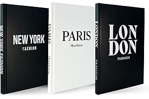 CASAESTETICA Decorative Books – 3 Book Set – Living Room Décor – Shelf Decoration – London, Paris & New York Fashion – Designer Books – Coffee Table Décor – Faux Books for Decoration – Black & White Themed