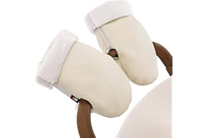 Baby Uma Stroller Gloves Hand Muff - Supersoft Fleece-Lined Faux-Leather Stroller Mittens, Water-Resistant & Universal with Side Zippers