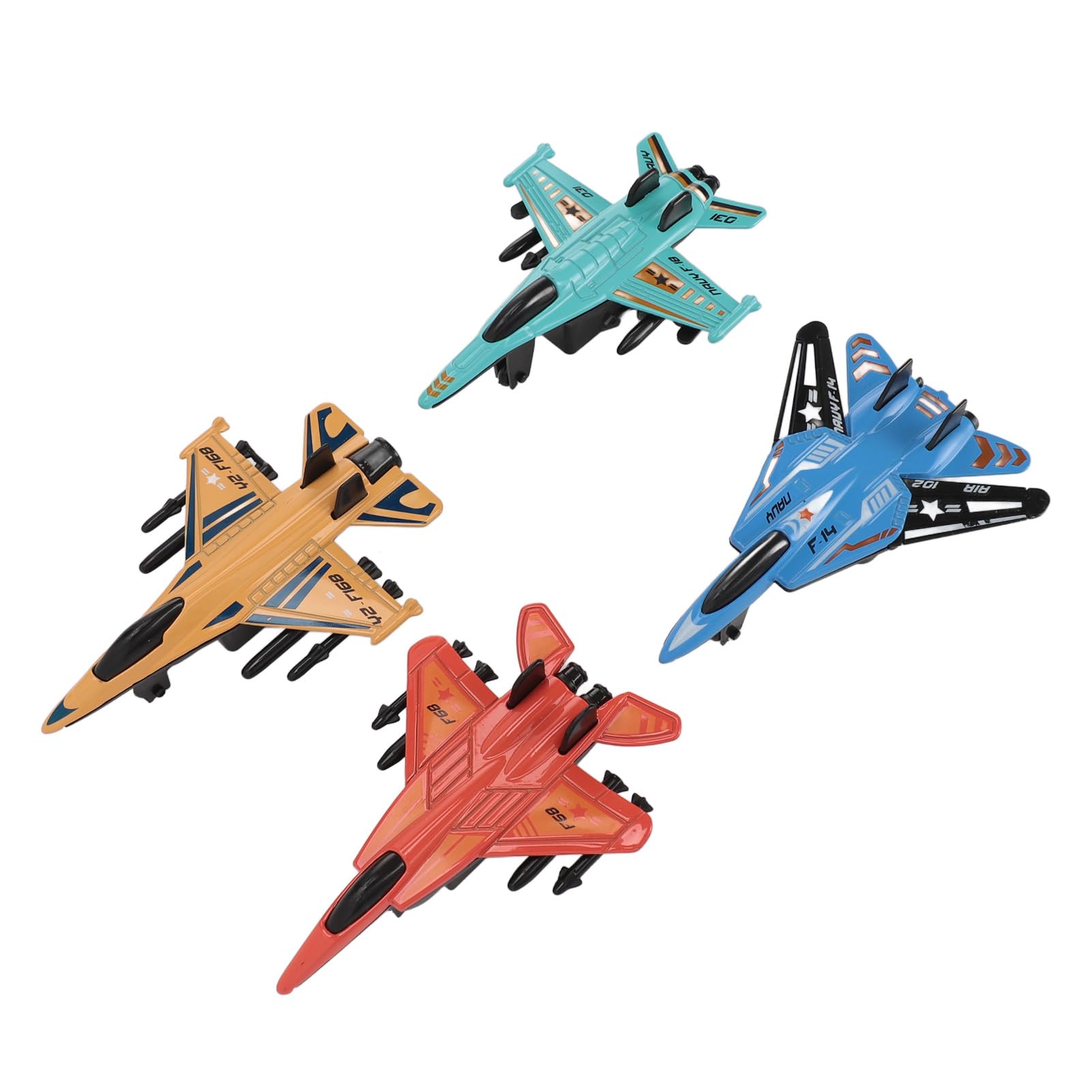 Pilipane Alloy Fighter Jet Model Toy 4pcs Pull Back Realistic Diecast Collectible Aircraft Set for Kids Children Durable Sturdy Material 10cm Length (Red)