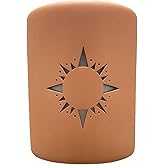 Light Styles of Santa Fe Wall Sconce, Sunburst (Terracotta) Indoor/Outdoor Ceramic Cylinder Porch Light, Indoor/Outdoor Wall 
