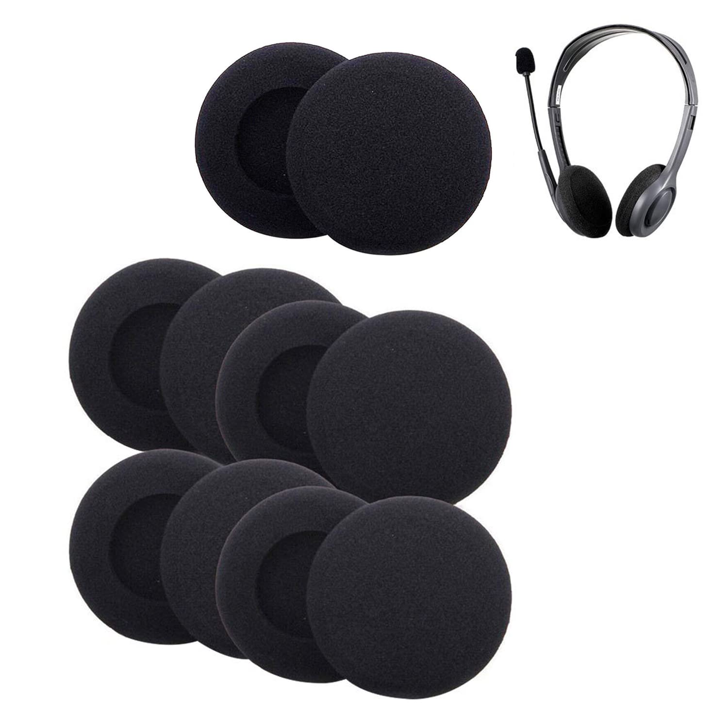 Headphone pad 2 Inch Foam Pad EarPad Ear Cover Compatible with Sony Philips Headphone, 5 Pairs, Black
