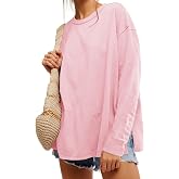 Womens Oversized Long Sleeve Shirts Casual Fall Tops Loose Fit Basic Tees | Baggy, Boxy, Casual, Crew Neck, Flowy Shirt, Side Slit, Solid Color, Cute, Going Out, Y2K Clothing