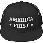 America First Hat (Embroidered Trucker Cap) USA Patriot, July 4th Pride