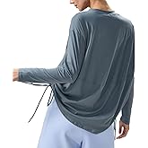 altiland Drawstring Side Ruched Long Sleeve Workout Shirts for Women, Buttery Soft Running Gym Athletic Yoga Tops Loose Fit