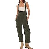 Fnortc Womens Casual Adjustable Bib Overalls Denim Tapered Romper Jumpsuit with Pockets Cotton Comfort Fit Overall Pants