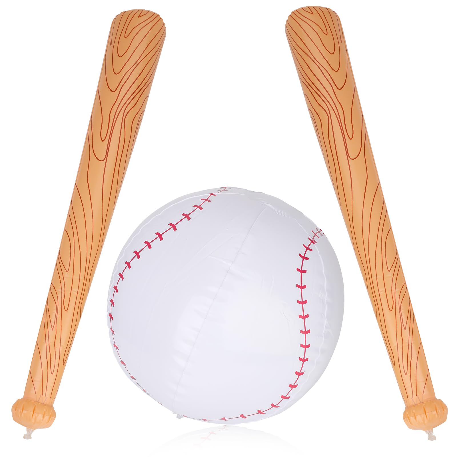 NQEUEPN 3pcs Inflatable Baseball Beach Ball Set, Pool Baseball Set Including 2pcs Baseball Rounders Bat Inflates & Inflatable Baseball Party Favors for Pool Beach Accessories Sports Game Supplies