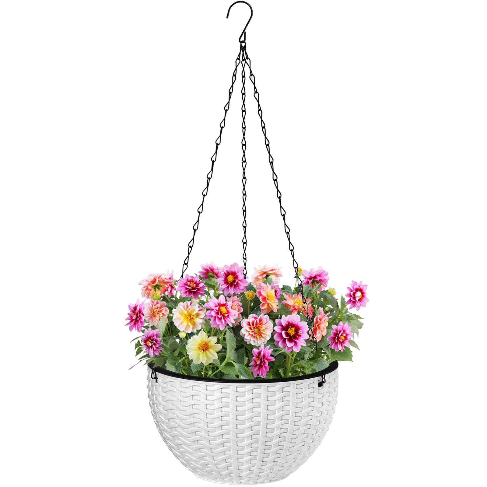 Foraineam 10.2 Inch Dual-pots Design Hanging Basket Planters Self ...
