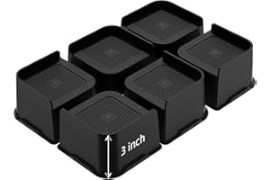 JONHWI Bed Risers, Oversized Furniture Risers, 3 inch Raise Blocks for Bed Couch Desk Sofa Table Lifts, Furniture Legs Lifters Support up to 6000 Lbs (Black, 6 Pack Set)