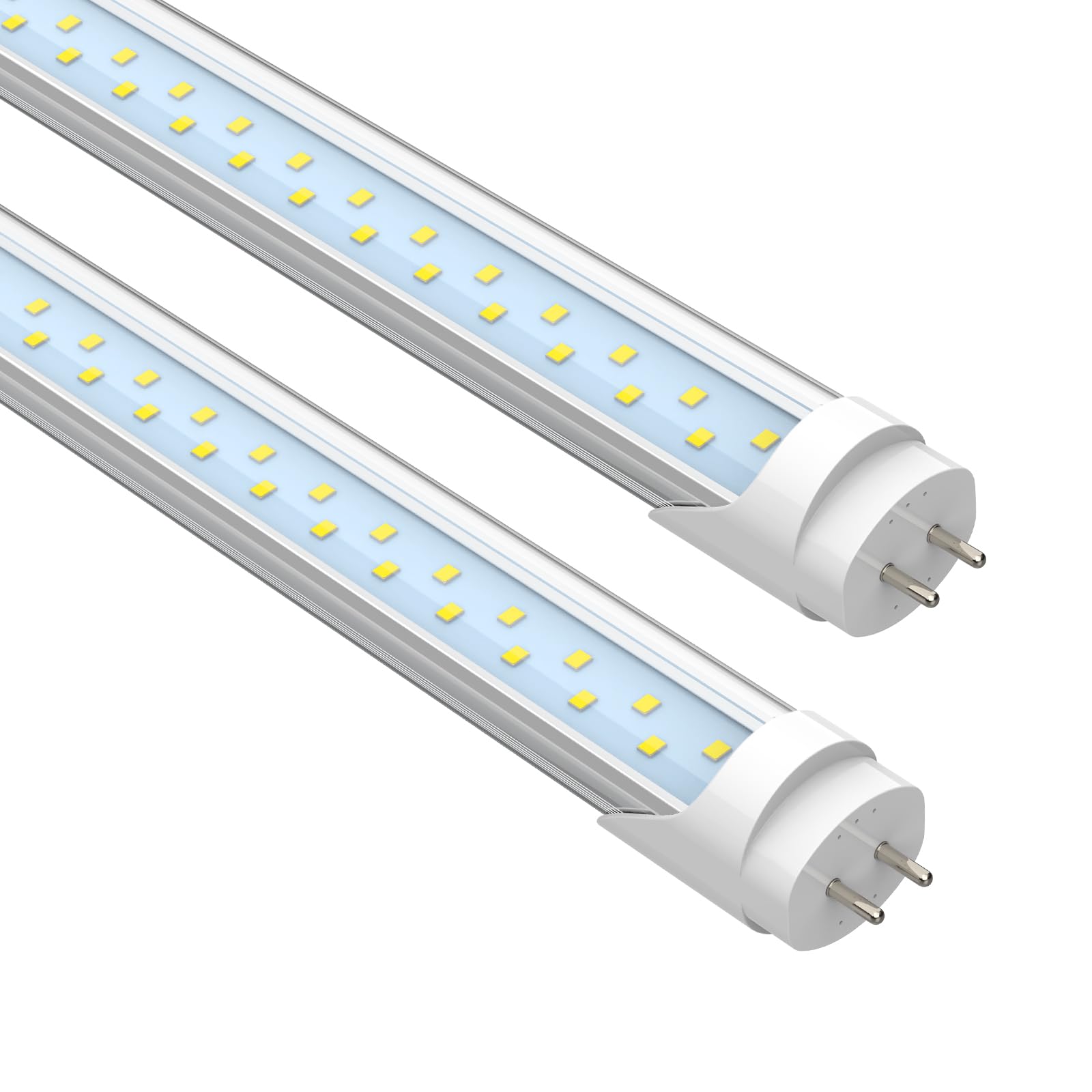 JESLED 4FT LED T8 Type A+B Tube Lights, 24W(65W Equivalent), 3200LM, 5000K, Single or Double End Powered, Plug and Play or Ballast Bypass, 4 Foot T10 T12 Fluorescent Bulbs Replacement, Clear(2-Pack) Image