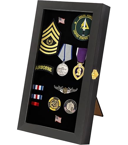 Military Pin Display Case - UV Protected Lockable Shadow Box For Medals, Patches & Insignia