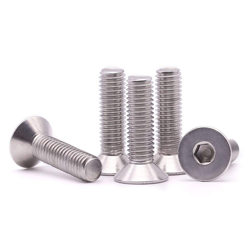 Photo 1 of 1/4-20 x 1-3/4 inch Flat Head Socket Cap Screws 25 PCS, Countersunk Head, Allen Hex Drive, 304 Stainless Steel 18-8, Full Machine Thread, Bright Finish