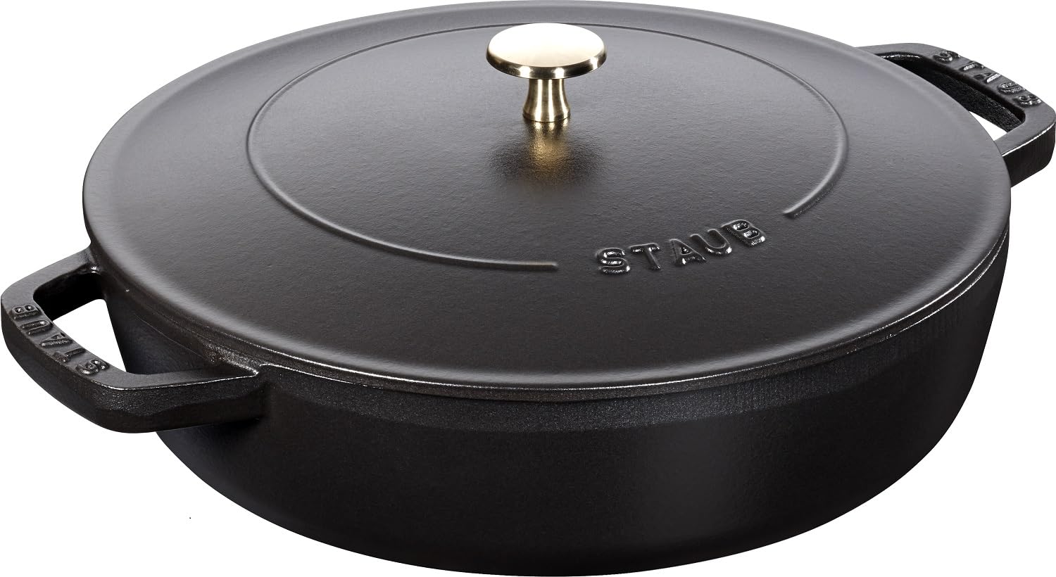 STAUB Gusseisen Bräter, Chistera Tropfenstruktur im Deckel für optimale Befeuchtung/Aromaregen, Rund 28 cm, 3,7 L, Für alle Herdarten geeignet inkl. Induktion & Backofen, Schwarz