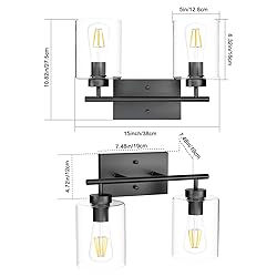 Aipsun 2 Lights Black Vanity Light Fixtures Over