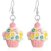 GUOXIAOMEI 3D Food Lifelike Cupcake Earrings For Womens Ladies Cute Yummy Dangle Sweet Jewelry
