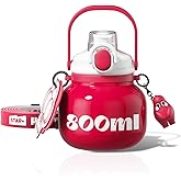 Sidagar 27 oz Water Bottle with Straw and Carry Handle, Red Wide Mouth Vacuum Insulated Stainless Steel Bottles Easy Carry Tumbler for Women