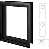 DRKSBesto 12.6" x 12.6" Window Frame Kit with Glass, Black Garage Door Window Inserts, Door Glass Inserts, Replacement Windows for Doors, Windows, Garages, Cabinets