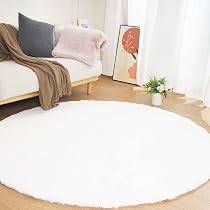 Amazon.com: Ghouse Faux Rabbit Fur Round Rug 8ft White Round Rugs ...