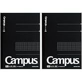 Kokuyo Campus Pre-Dotted Notebook, Semi A5, 5mm Grid Ruled - 80 Sheets - 160 Pages, Black (2 pack)