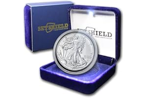MINT STATE GOLD 2023 1 oz American Eagle Silver Bullion Coin Brilliant Uncirculated in Capsule with Luxury LED Lighted Presentation Box and a Certificate of Authenticity $1 BU