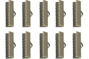 Craftdady 50Pcs Antique Bronze Ribbon Ends 35x8mm Bookmark Pinch Crimp Clamp Cord End Fastener Clasps with 1mm Loop for Leather Suede Jewelry Making