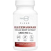 Type Zero Clean Glucomannan Konjac Root Extract (90 Capsules)(1,800 MG Per Serving) - 30 Servings, Non-GMO, Gluten Free